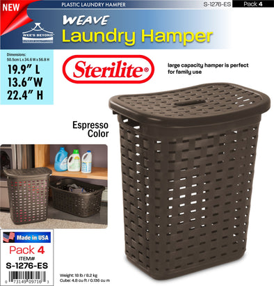 #S-1276-ES Sterilite Plastic Weave Laundry Basket- Espresso (case pack 4 pcs)