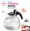 #7756 Stove Top Glass Whistling Kettle 12 Cups (case pack 12 pcs)