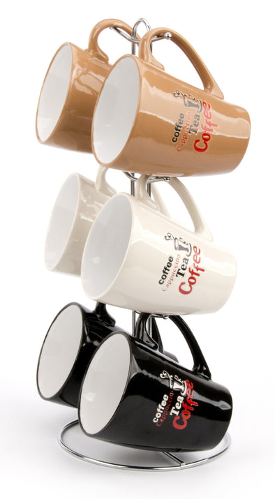 #8008-C Mug Tree Set- 6 Mugs with Stand 12oz Twisted (case pack 6 pcs)