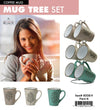 #8008-H Leaves Design 12oz 6 Coffee Mugs with stand (case pack 6 pcs)