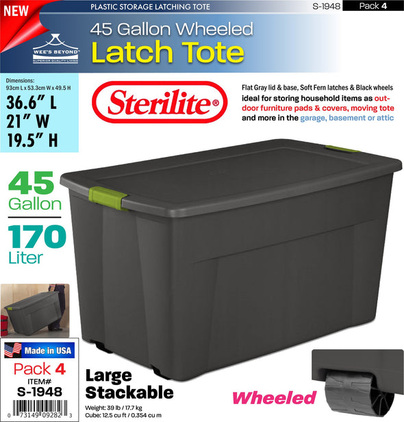#S-1948 Sterilite Plastic 45 Gallon Latch Tote (case pack 4 pcs)