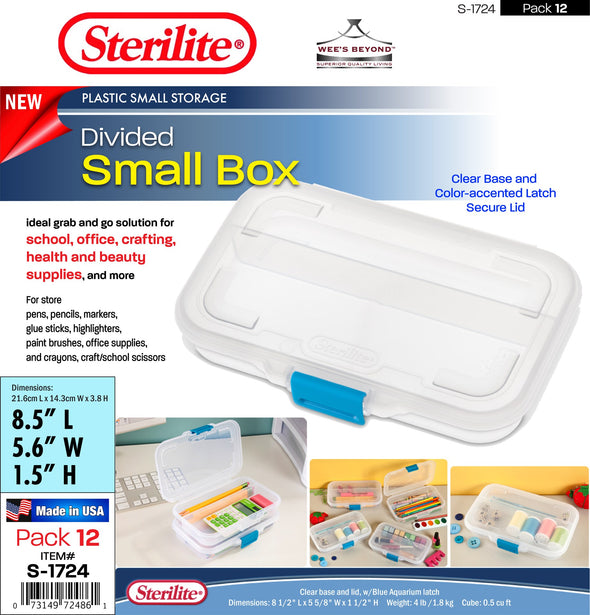#S-1724 Sterilite Plastic Small Divided Box (case pack 12 pcs)