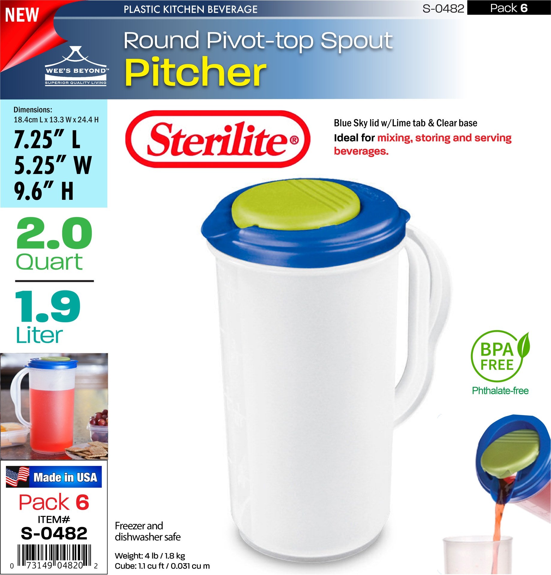 Buy Sterilite® 2-Quart Pitcher at S&S Worldwide