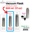 #A81-8002 Stainless Steel Vacuum Flask 500 ml/17 oz Medium (case pack 12 pcs/ master carton 24 pcs)