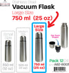 #A82-8003 Stainless Steel Vacuum Flask Pk 12, Size 750ml (case pack 12 pcs/ master carton 24 pcs)
