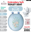 #B261-BLU-T14 Embroidery Soft Toilet Seat - Blue (case pack 6 pcs)