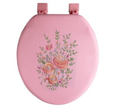 #B261-PNK-T15 Embroidery Soft Toilet Seat - Pink (case pack 6 pcs)
