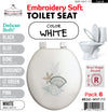#B261-WHT-T11 Embroidery Soft Toilet Seat - White (case pack 6 pcs)