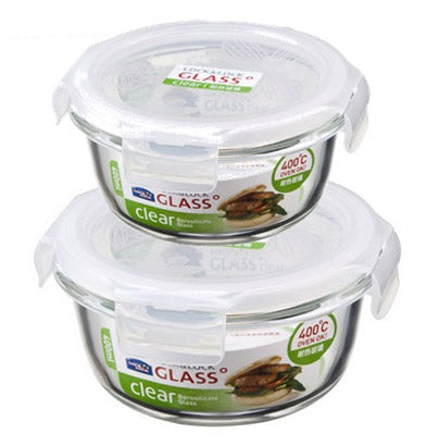 #B942-G1004-2 Round Glass Food Container Set of 2 (case pack 12 pcs)