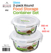 #B942-G1004-2 Round Glass Food Container Set of 2 (case pack 12 pcs)