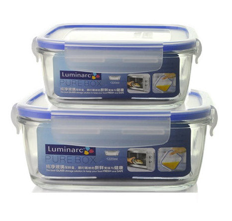 #B944-G1006-2 Rectangle Glass Food Container Set of 2 (case pack 12 pcs)