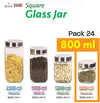 #B952-014-4 Square Glass Jar 800 ml/ 27 oz (case pack 24 pcs)