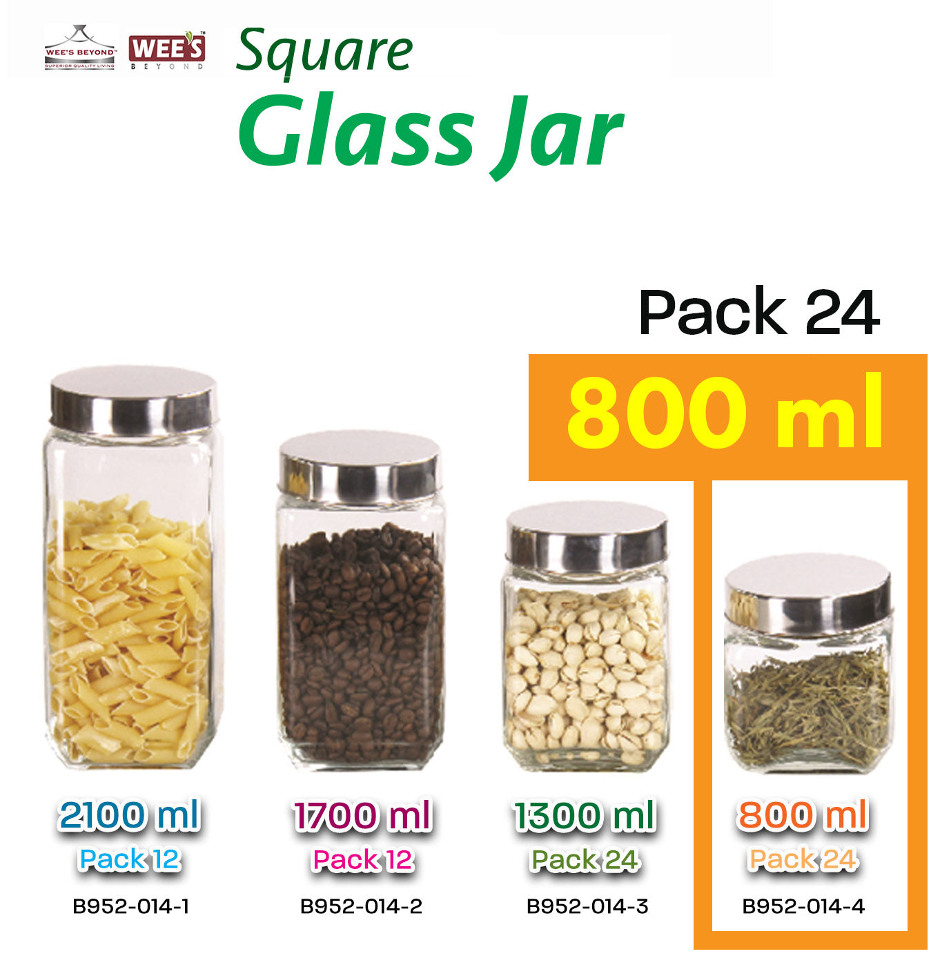 24ea - 7 Oz Square Glass Jar With Lid | Width: 2 3/4