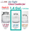 #B957-HM050-2 Glass Cookie Jar w/Airtight Lid 1.4 Gallon (case pack 6 pcs)