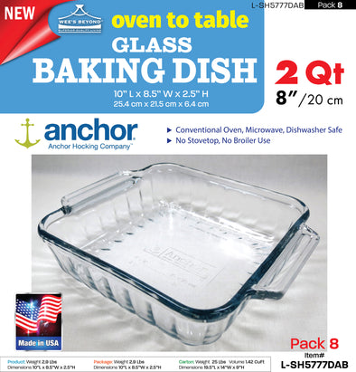 (#L-SH5777DAB) Oven to Table Glass Baking Dish (case pack 8 pcs)