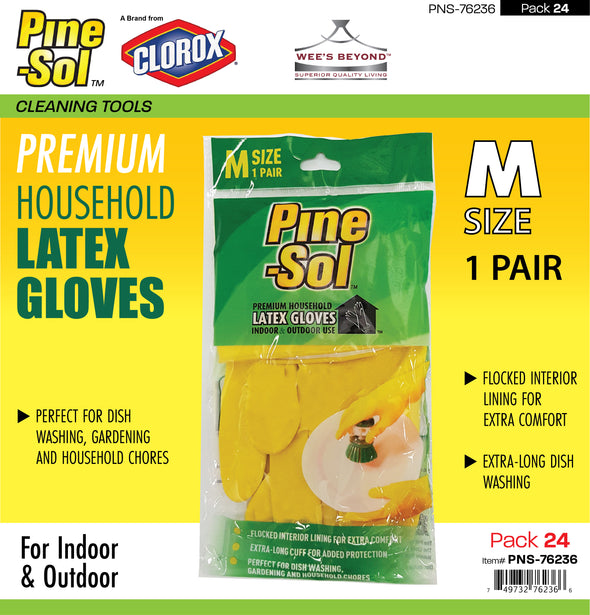 #PNS-76236 Pine-Sol Premium Household Latex Gloves - Medium (case pack 24 pcs)