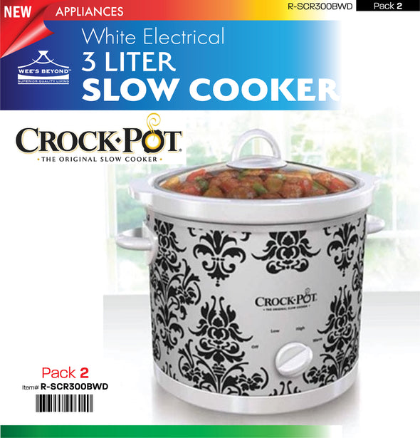 #R-SCR300BWD Crock Pot 3 Liter Slow Cooker (case pack 2 pcs)