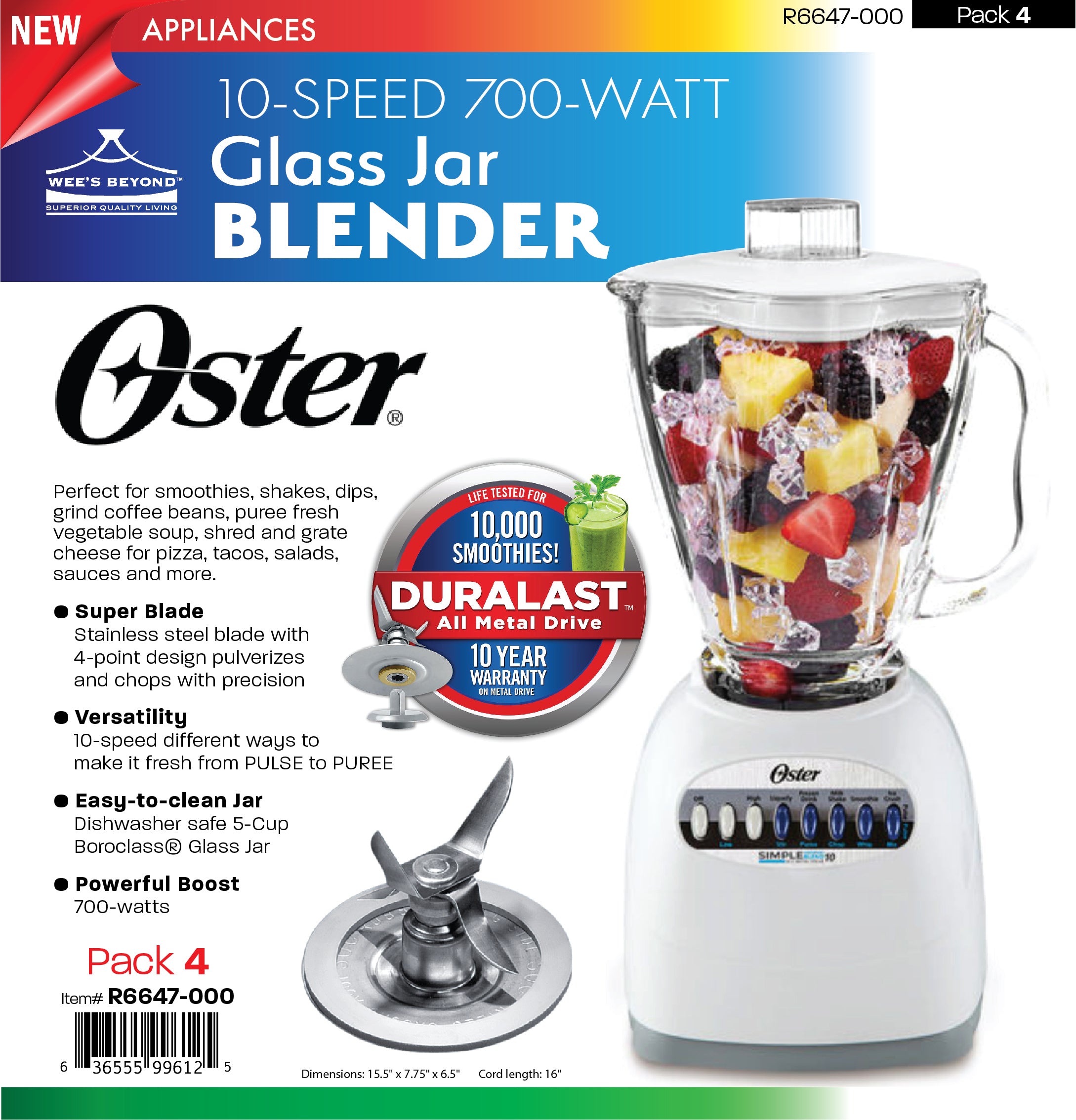 HOT Oster 10 Speed All Metal Blender R6647-000 Oster 10-speed