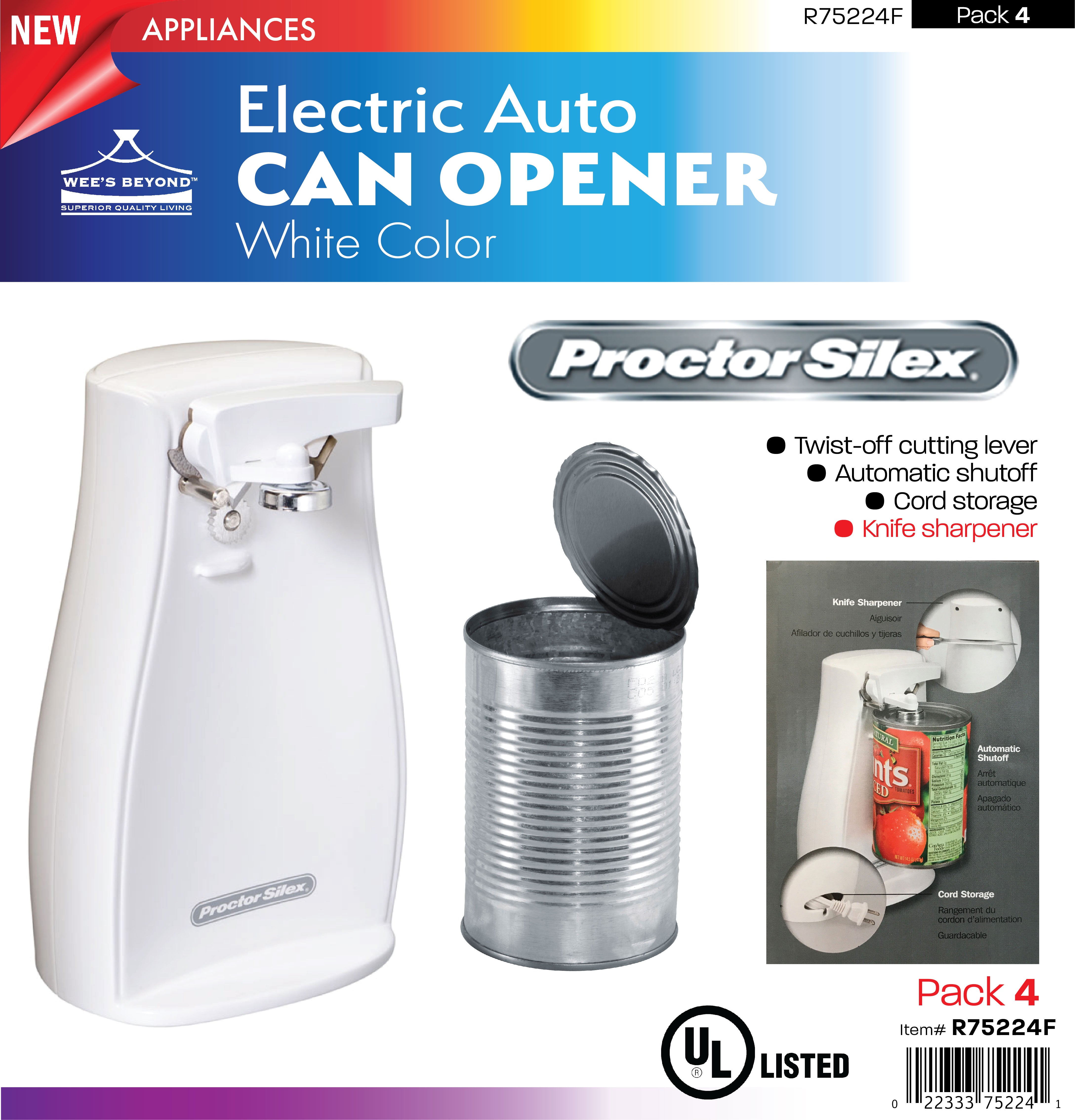 R75217F Electric Auto Can Opener - Black (case pack 2 pcs) – WEE'S BEYOND  WHOLESALE
