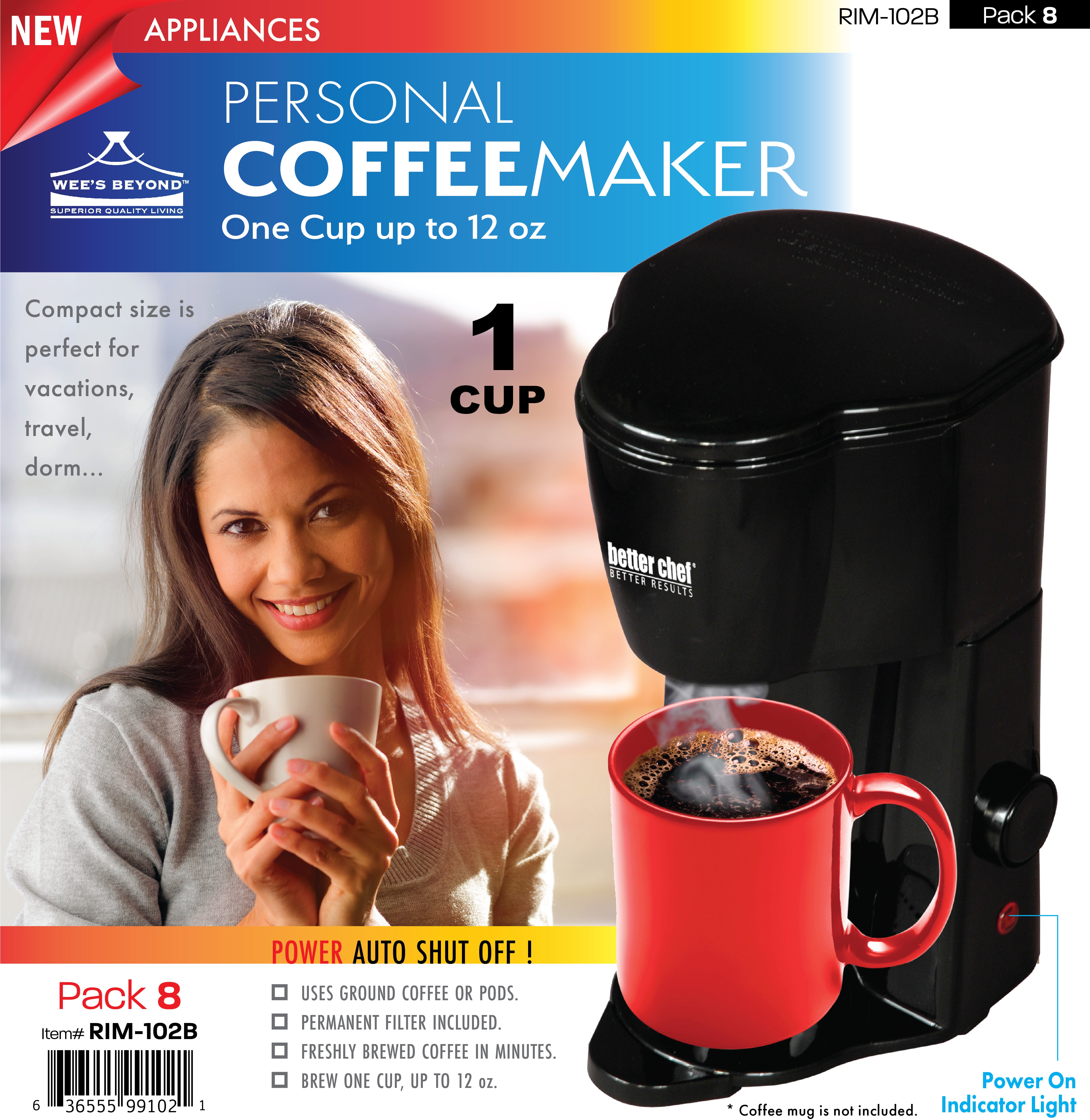 RIM-102B Personal 1-cup Coffee Maker (case pack 8 pcs) – WEE'S BEYOND  WHOLESALE