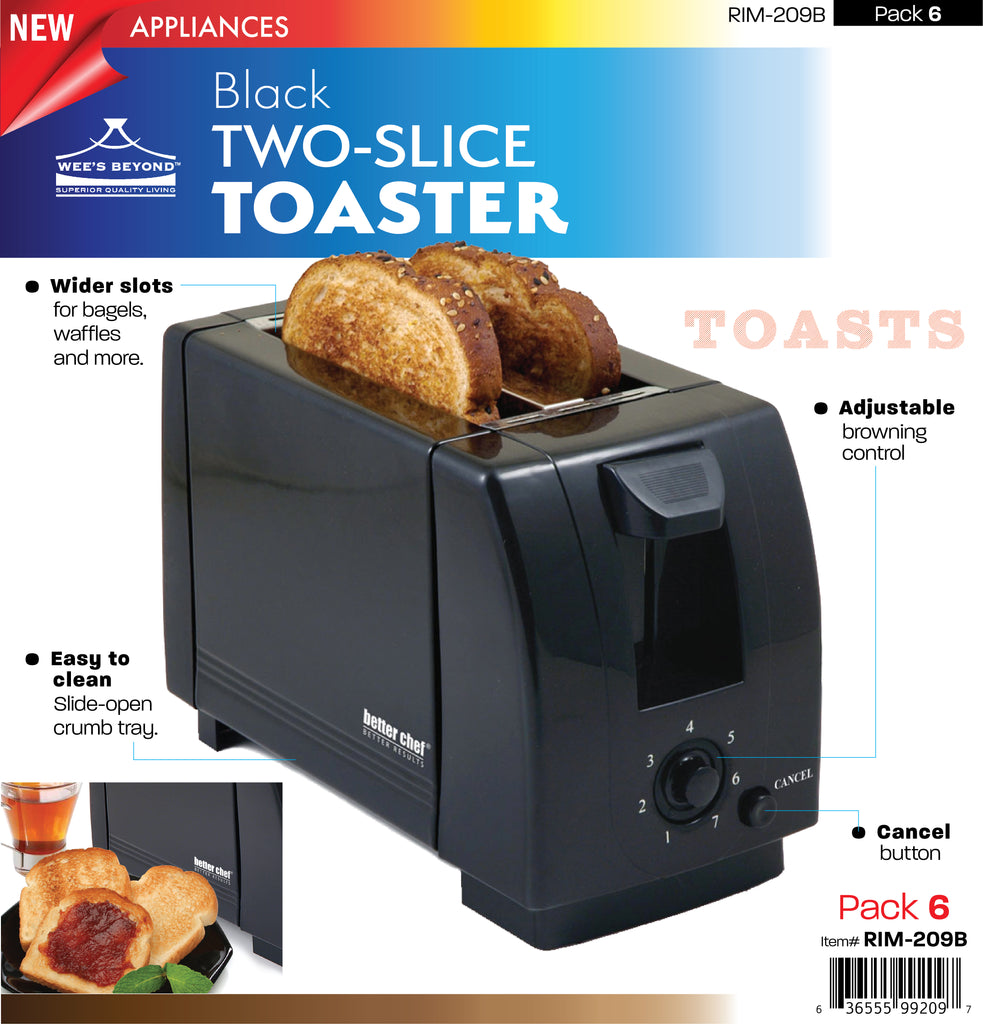 Toaster Casing #RIM-209B Two-slice Toaster - Black (case pack 6 pcs) – WEE'S BEYOND ...