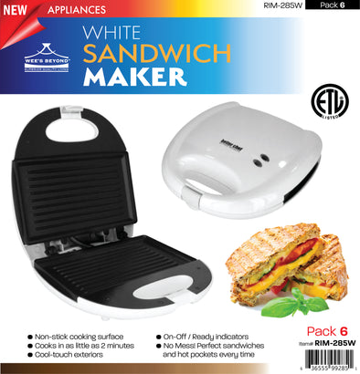 #RIM-285W Sandwich  Maker - White (case pack 6 pcs)