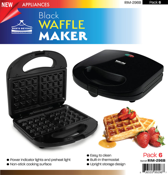 #RIM-296B Waffle Maker - Black (case pack 6 pcs)