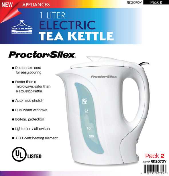 #RK2070Y 1-Liter Electric Tea Kettle (case pack 2 pcs)