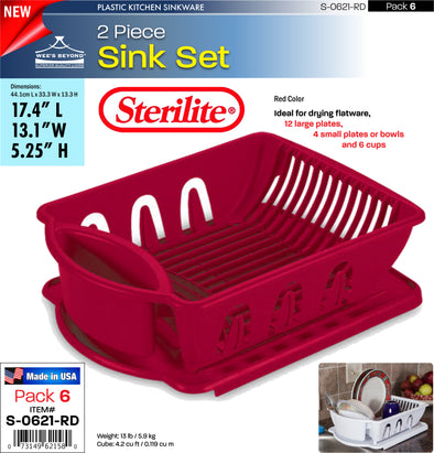 4 pieces Sterilite Small 2 Piece Sink Set, White - Dish Drying