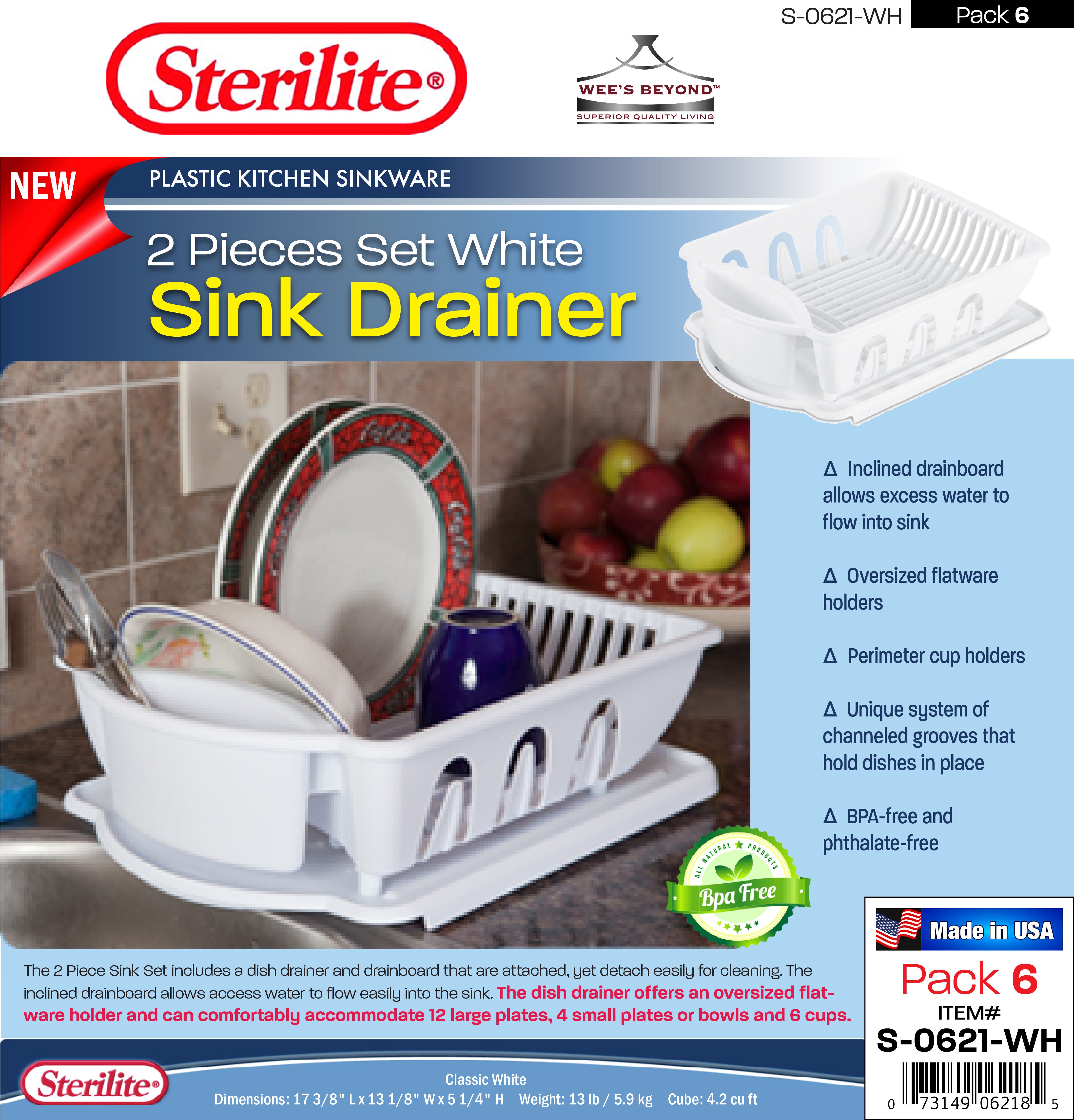 S-0636-WH Sterilite Plastic Small 2 Pcs Sink Set - White (case pack 4 –  WEE'S BEYOND WHOLESALE