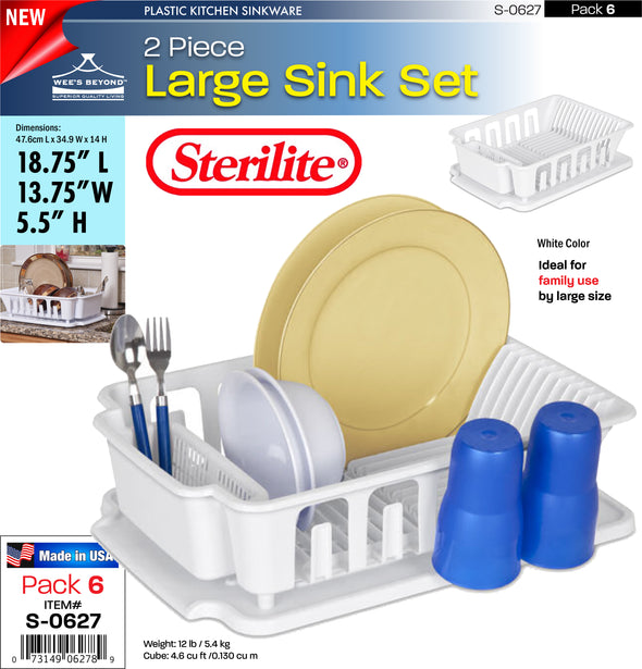 #S-0627 Sterilite Plastic Large 2 Pcs Sink Set - White (case pack 6 pcs)