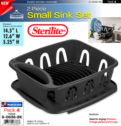 #S-0636-BK Sterilite Plastic Small 2 Pcs Sink Set - Black (case pack 4 pcs)