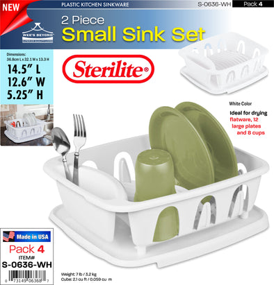 #S-0636-WH Sterilite Plastic Small 2 Pcs Sink Set - White (case pack 4 pcs)