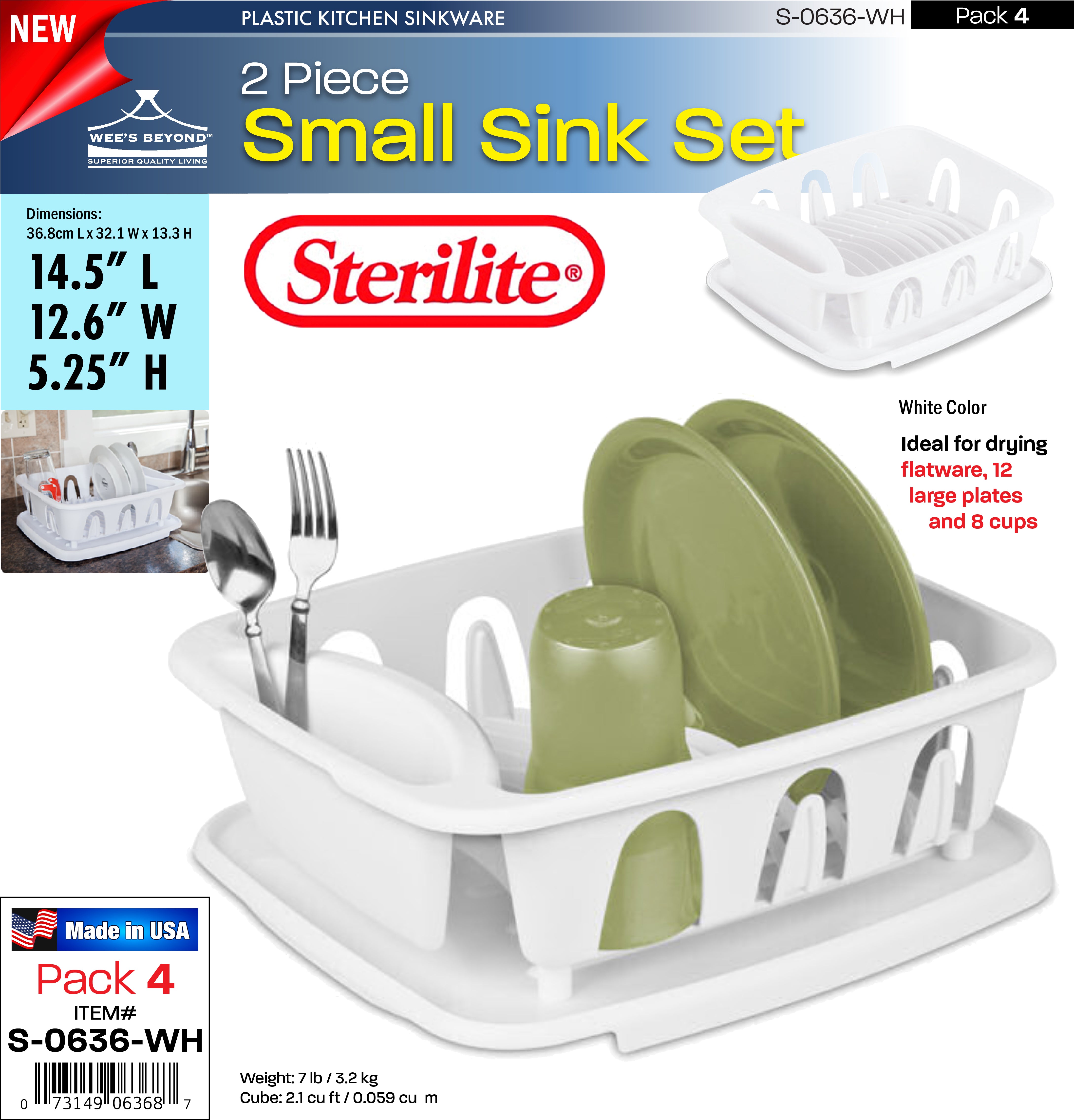 Sterilite Dish Rack & Drainer, White Plastic Sink Kitchen