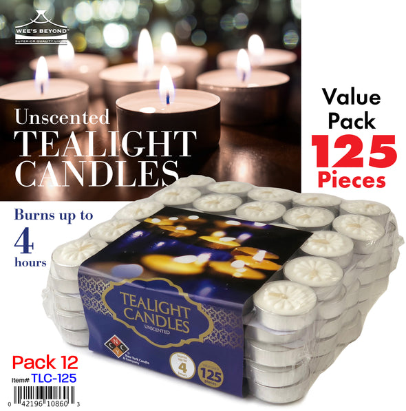 #TLC-125 Tealight Candles 125 Ct Value Pack (case pack 12 set)