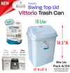 #W01-1403-WHT Vittorio Trash Can Small 10 Liter White (case pack 12 pcs/ case pack 24 pcs)