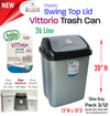 #W01-1405 Vittorio Trash Can Large 26 Liter Grey (case pack 12 pcs)
