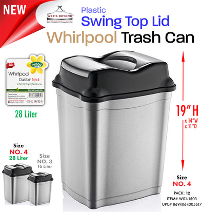 S-1068-WH Sterilite Plastic 7.5 Gallon SwingTop Wastebasket - White ( –  WEE'S BEYOND WHOLESALE