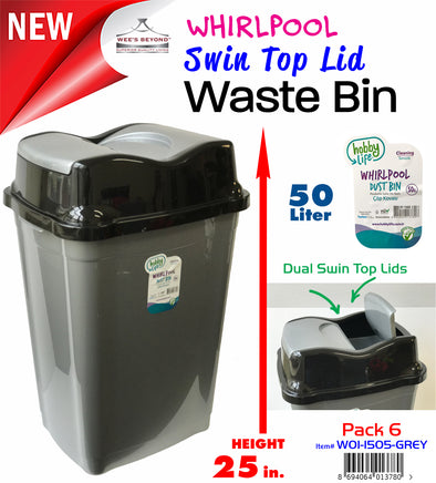 #W01-1505-GREY Swin Top Lid Waste Bin - Metal Grey (case pack 6 pcs)