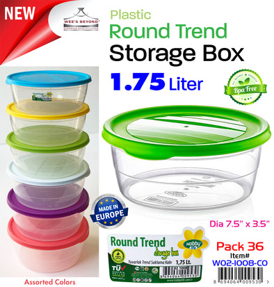 #W02-1008-CO Round 1.75 LT Storage Box (case pack 36 pcs)