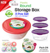 #W02-1020-CO 3-pc Round Storage Box Asst Color (case pack 24 pcs)