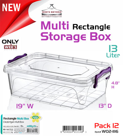 #W02-1116 Multi Rectangle 13 LT Storage Box (case pack 12 pcs)