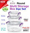 #W02-1149 Multi Rectangle Round Storage Box 3-pc Set (case pack 24 pcs)
