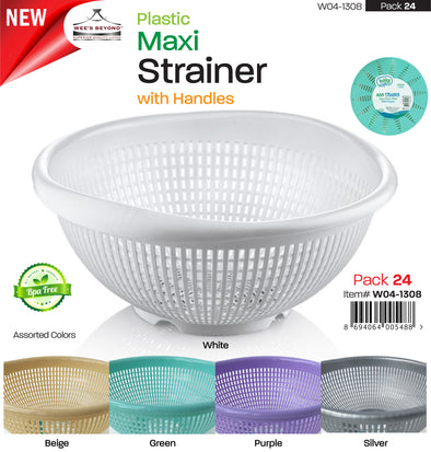 #W04-1308 Plastic Maxi Strainer Asst Colors (case pack 24 pcs)