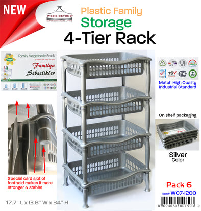 #W07-1200-RACK Plastic Family Storage 4-Tier Rack (case pack 6 pcs)