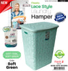 #W08-1075-SF.GRN Lace Style Laundry Hamper 57 Liters - Soft Green (case pack 2 pcs)