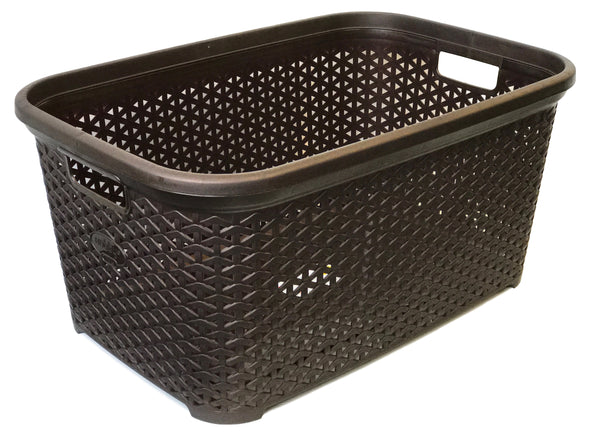 #W08-1094-DK.BRW Rattan Style Laundry Basket 50 Liters - Dark Brown (case pack 12 pcs)