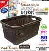 #W08-1094-DK.BRW Rattan Style Laundry Basket 50 Liters - Dark Brown (case pack 12 pcs)