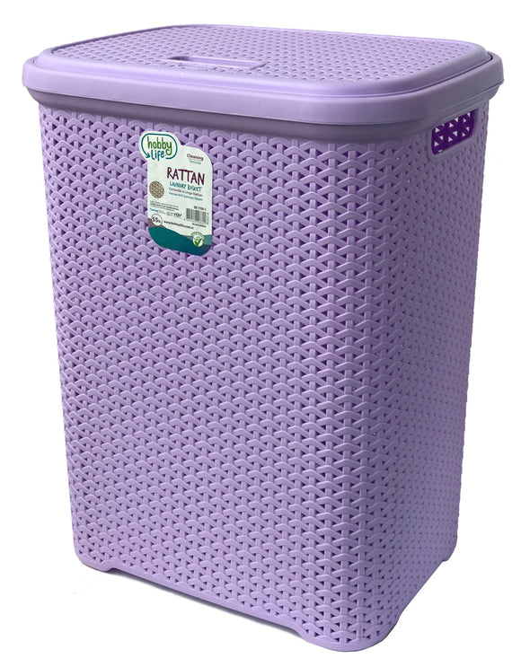 #W08-1106-PS.LLC Rattan Style Laundry Hamper 55 Liters - Pastel Lilac (case pack 2 pcs)