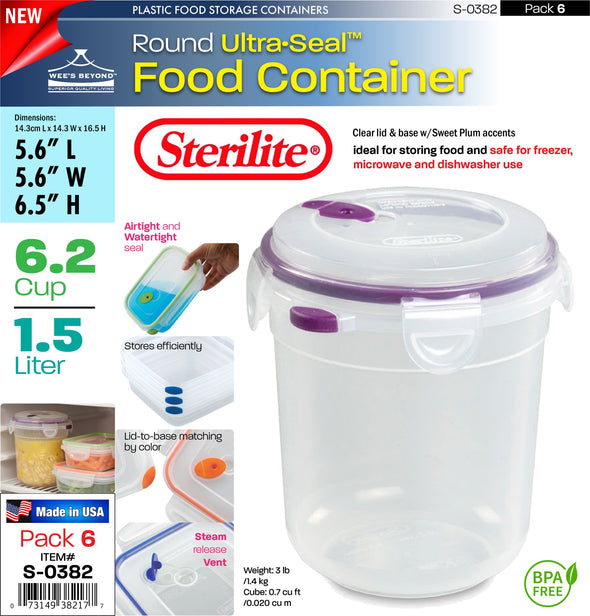 #S-0382 Sterilite Plastic Ultra¥Sealª 6.2 Cup Round (case pack 6 pcs)